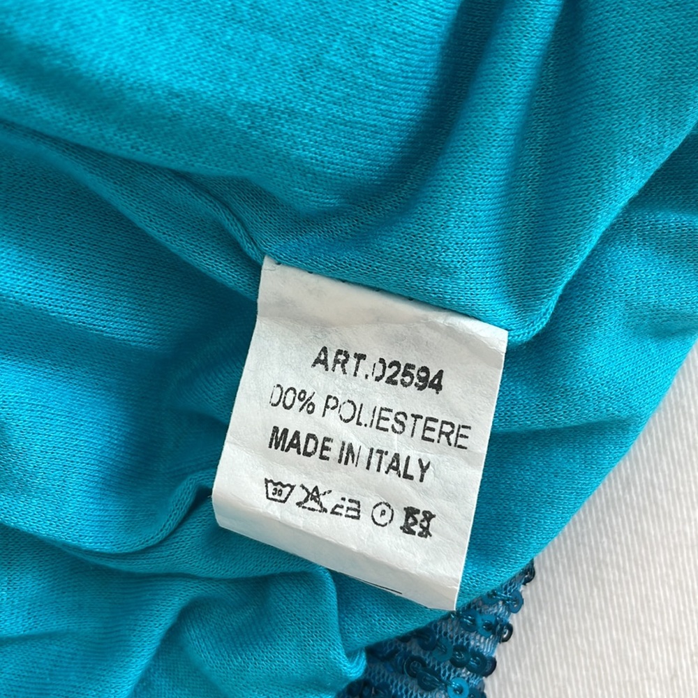 Sofia Turquoise Sequin Mini Blouson Strapless Dre… - image 6